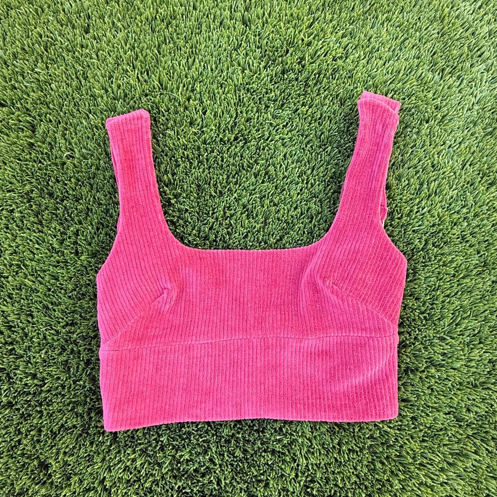 Maeve Anthropologie Magenta Pink Ribbed‎ Corduroy Square Neck Crop Top XS